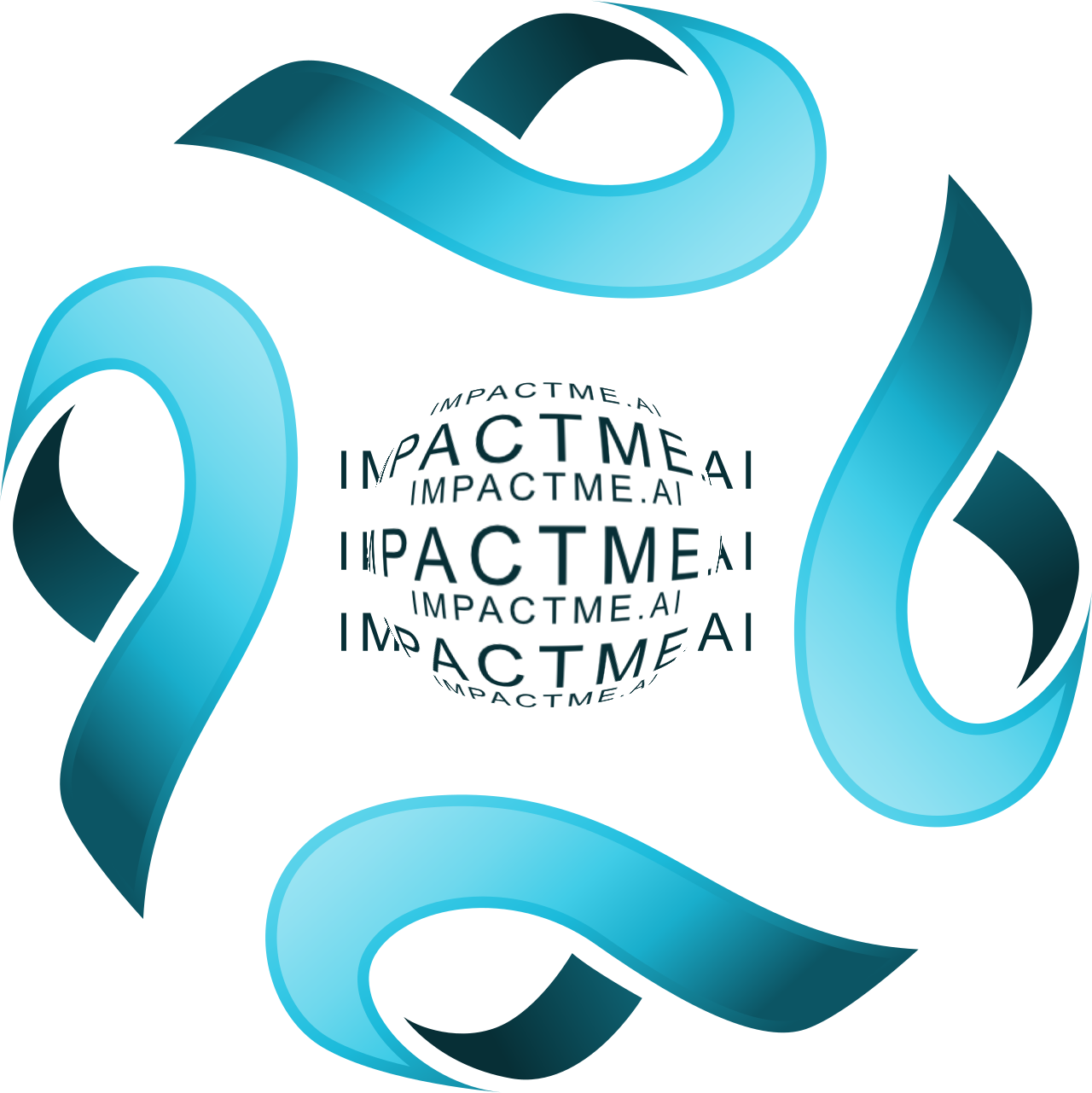 ImpactMe.AI logo — swirling ribbons around the ImpactMe.AI globe